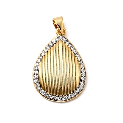 Teardrop Латунные микро проложить кубического циркония подвески, стойки покрытие, долговечный, без свинца и без кадмия, реальный 18 k позолоченный, слеза, 25x17.5x4.5 мм, отверстие : 4.5x3.5 мм