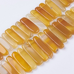 Gold Natürliche Achat Perlen Stränge, oben gebohrte Perlen, gefärbt, Rechteck, Gold, 18~45x8~13x5~6.5 mm, Bohrung: 1 mm, ungefähr 14.56 Zoll~15.15 Zoll (37~38.5cm)