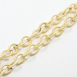Light Khaki Handmade Nylon Cable Chains Loop, Oval, Light Khaki, 8~9x11~13x2mm, about 85cm/strand, 33.5 inch