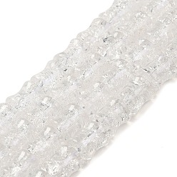 Clear Transparent Crackle Glass Beads Strands, Bamboo Joint, Clear, 8x10.5mm, Hole: 1.7mm, about 38pcs/strand, 15.35''(39cm)