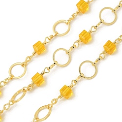 Золотистый Стеллаж покрытие латунь стекло звенья цепи, долговечный, несварные, реальный 18 k позолоченный, кольцо, золотые, 8~13.5x4.5~8x0.8~4.5 мм