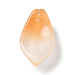 Темно-Оранжевый Двухцветные стеклянные подвески, Большой Тянь-Шань, лист прелести, темно-оранжевый, 19.5x10.5x6 мм, отверстие : 1.2 мм