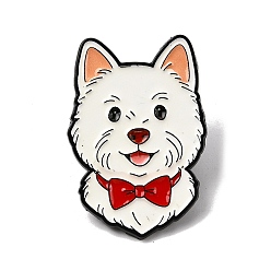 Белый Эмалированные значки с изображением вест-хайленд-терьера, булавки для лацканов из сплава для одежды рюкзака, белые, 32x22 мм