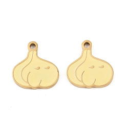 Vegetables Овощи 304 эмалированные подвески из нержавеющей стали, ионное покрытие (ip), золотые, чеснок, 12.5x12x1.5 мм, отверстие : 1.4 мм