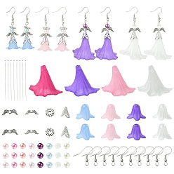 (52) Непрозрачная лаванда Комплекты серег своими руками, включают 42шт. акриловые бусины, 67 бусины из сплава шт., 20шт. колпачок для бусины, 20шт. головки штифтов, 35 шт. Крючки для сережек, 25шт. АБС-пластик, имитация жемчужных бусин, разноцветные, 40.5x33x35 мм, отверстие : 1.8 мм