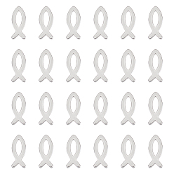 Нержавеющая Сталь Цвет 24 шт. 304 подвески из нержавеющей стали, прелести рыбы Иисуса, цвет нержавеющей стали, 11x4.5x1 мм, отверстие : 2x5 мм