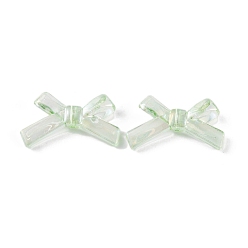 Зеленый Прозрачные акриловые бусины, с покрытием AB цвета, бантом, зелёные, 21x34.5x6.5 мм, отверстие : 1.6 мм, Около 390 шт / 500 г