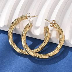 Настоящее золото 18K 304 серьги-гвоздики из нержавеющей стали в форме буквы С, реальный 18 k позолоченный, 39.5x4.5 мм