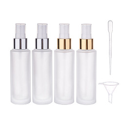 Clear Perfume Bottles Sets, with Frosted Glass Spray Bottle, Mini Transparent Plastic Funnel Hopper and Disposable Plastic Dropper, Clear, 13.2x3.4cm, capacity: 50ml