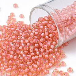 (924) Peach Lined Topaz Тохо 8/0 круглые бусины, японский бисер, (924) топаз с персиковым покрытием, 3 мм, отверстие : 1 мм, Около 10000 шт / фунт