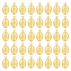Золотой 100 шт. Подвески из сплава в тибетском стиле, овальные с рисунками " virgin mary", золотые, 17.5x10x1 мм, отверстие : 1.5 мм