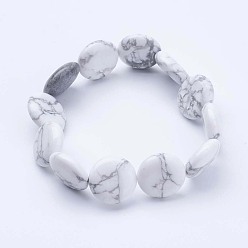 Говлит Природное Howlite бусина растягивать браслеты, плоско-круглые, 2 дюйм (53 мм)