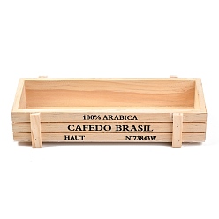 BurlyWood Wooden Plant Box & Storage Box, Rectangle with Word, BurlyWood, 21.3x8~8.5x4.5cm