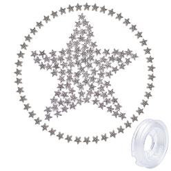 Antik Silber Farbe 100 DIY-Sets zum Basteln von Stretch-Armbändern mit Seestern-Perlen, einschließlich tibetanischer Legierungsperlen und elastischem Faden, Antik Silber Farbe, 10x11x5 mm, Bohrung: 2 mm