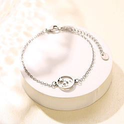 Ring 304 maillons en acier inoxydable bracelets, couleur inox, sans ternissement, sonne avec l'étoile, 6.50 pouce (16.5 cm)