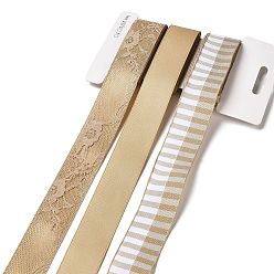 Хаки 9 ярдов 3 стилей полиэфирной ленты, для поделок своими руками, бантики для волос и украшение подарка, имбирная цветовая палитра, хаки, 1~1-1/8 дюйм (25~28 мм), около 3 ярдов / стиль