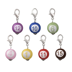 Платина Подвесной декор для бильярда из непрозрачного акрила, застежки из сплава подвески для украшений сумок, платина, 35~36.5 мм