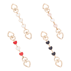 Mixed Color 4Pcs 4 Colors Light Gold Zinc Alloy Hanger Clasps, Heart, Mixed Color, 17cm, Heart Link: 2.2x1.65x0.3cm, Link: 0.95x0.7x0.2cm, 1pc/color