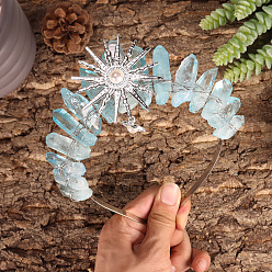 Бледно-бирюзовый Натуральные гальванические кварцевые резинки для волос, повязки для волос в виде солнечной короны для женщин и девочек, бледные бирюзовая, 350x150 мм