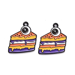 Electrophoresis Black Halloween Alloy Enamel Pendant, Cake with Eye, Electrophoresis Black, 21x17.5x1mm, Hole: 1.5mm