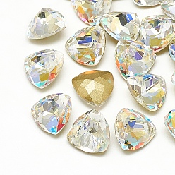 Разноцветный Сделай сам указал назад k 9 стеклянные кабошоны со стразами, случайное цветное покрытие, граненые, треугольные, красочный, 12x12x4.5 мм