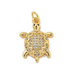 Настоящее золото 18K Латунные микро проложить кубического циркония подвески, без кадмия и без свинца, с целью перехода в кольце, прелести черепахи, реальный 18 k позолоченный, 20.5x14.5x4 мм, отверстие : 3 мм