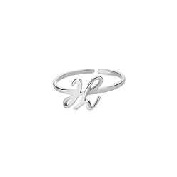 Letter H Регулируемые 201 манжеты из нержавеющей стали с буквами для женщин, платина, Письмо ч, внутренний диаметр: 15~20 мм