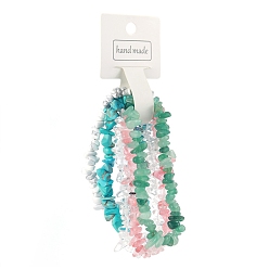 Смешанные камни 5шт. наборы браслетов из натуральных драгоценных камней для женщин, внутренний диаметр: 2-3/8 дюйм (6 см)