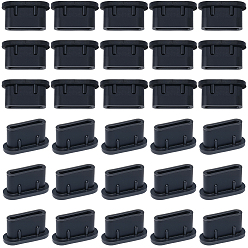 Черный Силиконовые мобильные пылезащитные заглушки, овальные, чёрные, 5.5x9.5x4 мм, 50 шт