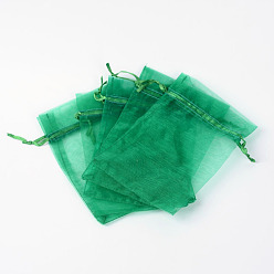 Green Organza Gift Bags with Drawstring, Jewelry Pouches, Wedding Party Christmas Favor Gift Bags, Green, Size: about 8cm wide, 10cm long