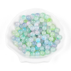 Бледно-бирюзовый Распыление краски имитация нефрита стеклянные бусины, круглые, два тона, бледные бирюзовая, 8~8.5 мм, отверстие : 1.6 мм