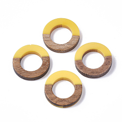 Золотистый Соединительные кольца из смолы и орехового дерева, кольцо, золотые, 18x4 мм