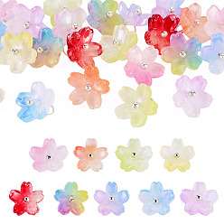 Mixed Color 27Pcs 9 Colors Two Tone Glass Charms, Flower Charm, with Silver Brass Loop, Mixed Color, 7.5x10.5x11mm, Hole: 2mm, 3pc/color