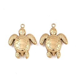 Настоящее золото 14K 304 подвески из нержавеющей стали, очарование черепахи, реальный 14 k позолоченный, 20.5x15.5x5 мм, отверстие : 1.2 мм