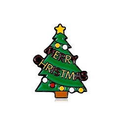 Letter Christmas Tree Alloy Brooches, Black Enamel Pins, Letter, 30x22.2mm
