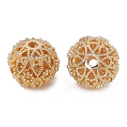 Настоящее золото 14K Стойки обшивки латунные бусины, долговечный, полый, круглый с узором в виде глаз, реальный 14 k позолоченный, 11.5x10 мм, отверстие : 2 мм