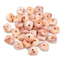 Светлый Морско-зеленый Двухцветные непрозрачные акриловые бусины, имитирующие драгоценные камни, самородки, граненые, светло-зеленый, 12.5~13x22.5x20 мм, отверстие : 4 мм, Около 135 шт / 500 г