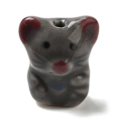 Mouse Фарфоровые бусины ручной работы, животные, мышь, 17x15.5x12 мм, отверстие : 1.4~3 мм