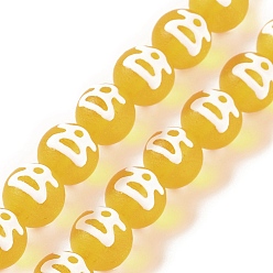 Светло-желтый Бусины лэмпворк , Имитация бусин Дзи в тибетском стиле, круглые, светло-желтый, 12 мм, отверстие : 1.6 мм
