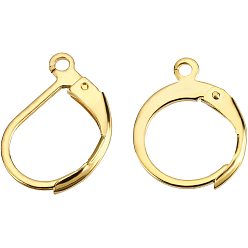 Golden 100Pcs 2 Styles 304 Stainless Steel Leverback Earring Findings, Ring with Loop, for DIY Earring Making Kits, Golden, 14.5x12x2mm, Hole: 1.2mm, Pin: 0.8mm, 50pcs