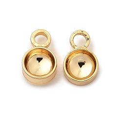 Настоящее золото 18K Плоские круглые подвески со стразами из латуни, без никеля , реальный 18 k позолоченный, пригодный для стразов 3.5 мм, 6x3.5x2 мм, отверстие : 1.2 мм