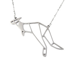 Stainless Steel Color Non-Tarnish 201 Stainless Steel Pendant Necklaces, with Cable Chains, Kangaroo, Stainless Steel Color, 17.9 inch(45.5cm), 2mm, Kangaroo: 49x59x1mm
