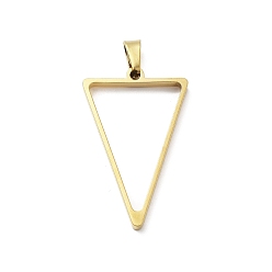 Треугольник 304 подвески из нержавеющей стали из нержавеющей стали, для diy уф смолы, эпоксидная смола, реальный 18 k позолоченный, треугольные, 37.5x24x3 мм, отверстие : 8x4 мм