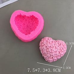 Heart Food Grade Candle Silicone Molds, for 3D Scented Candle Making, Heart, 7.5x7.3x3.5cm