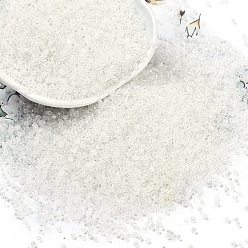 Белый Непрозрачные цвета блестящие стеклянные бусины, цилиндр, белые, 1.6x1.3 мм, отверстие : 0.8 мм, Около 60000 шт / фунт