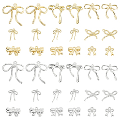 Платиновый & Золотой 36шт 18 цвета подвески из сплава с покрытием стойки, бантом, без кадмия, без никеля и без свинца, платиной и золотом, 10~25x9.5~20x2~5 мм, отверстие : 1~1.8 мм, 2 шт / стиль