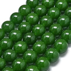 Темно-Зеленый Натуральный Malaysia нефритовые бусы пряди, окрашенная и подогревом, круглые, темно-зеленый, 10 мм, отверстие : 1.2 мм, около 39 шт / нитка, 14.96 дюйм (38 см)