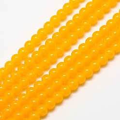 Orange Imitation Amber Resin Round Beads Strands for Buddhist Jewelry Making, Orange, 8mm, Hole: 2mm, about 51pcs/strand, 15.5 inch