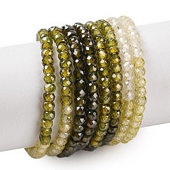 Разноцветный Прозрачный градиент цвета нити циркония, сегментированные разноцветные бусины, граненые, рондель, красочный, 3x2 мм, отверстие : 0.6 мм, о 200шт / цепи, 15.79'' (40.1 см)