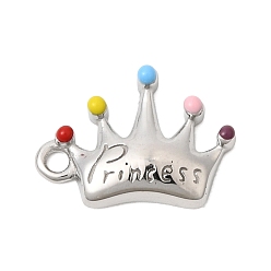 Нержавеющая Сталь Цвет 304 подвески из нержавеющей стали, корона прелести, с эмалью, цвет нержавеющей стали, 10x14x2.5 мм, отверстие : 1.5 мм